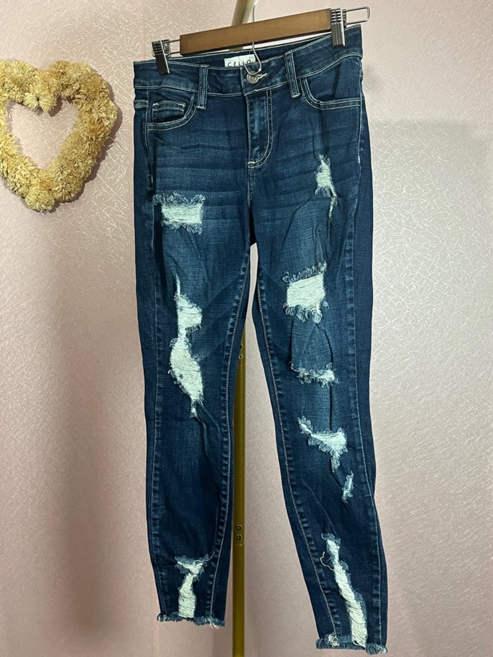 Cello Dark Blue Distressed Skinny Jeans